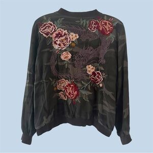 Johnny Was Bomber Jacket with Floral Embroidery